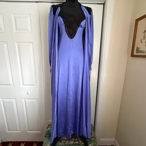 Vtg Henson Kickernick Robe Chemise Nightgown Womens S Blue Lace USA Romance 60s